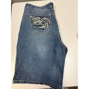 Faded Glory Womens‎ Denim Shorts Embellished Pockets Blue Size 14